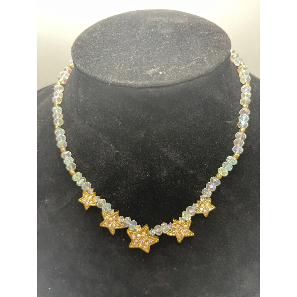 Kirks Folly Gold Star Aurora Borealis Bead Necklace - Picture 1 of 9